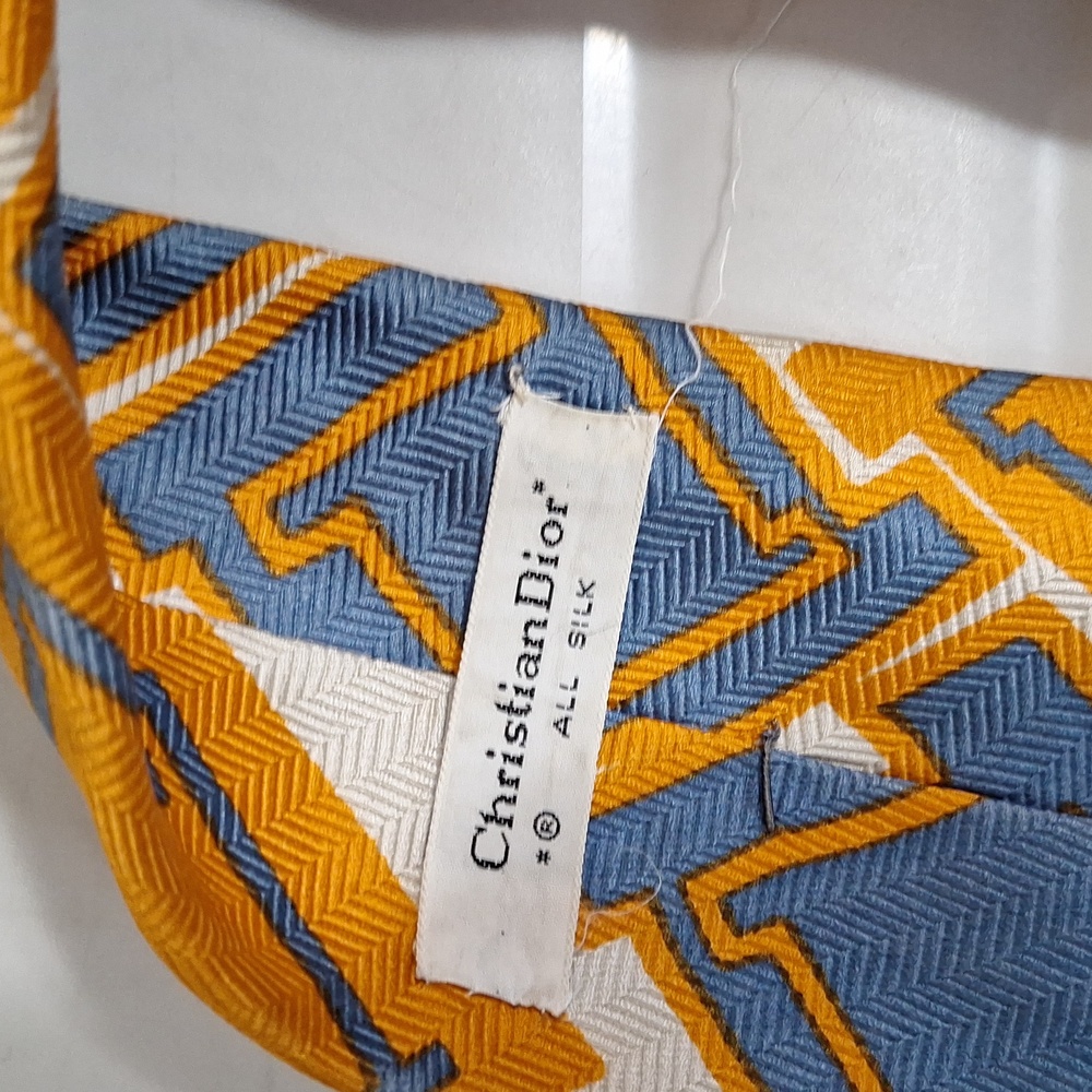 Vintage Christian Dior silk tie - blue/orange/cream - Picture 3 of 5